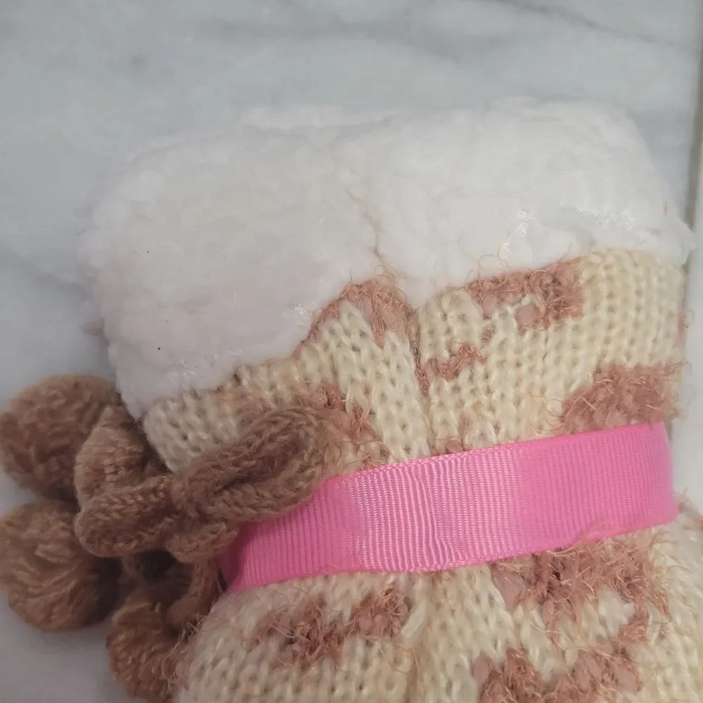 Simply Southern Soft & Cozy Camper Socks Sherpa Cuffs Lining Leopard Cream Brown